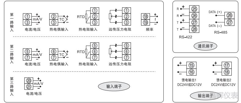SWP-LCD-R無紙記錄儀接線圖