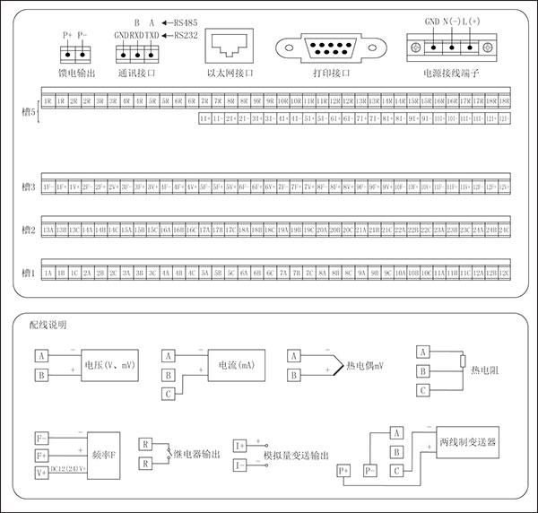 藍(lán)屏無紙記錄儀接線圖