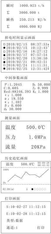 貿(mào)易結(jié)算流量積算儀測量顯示二屏畫面