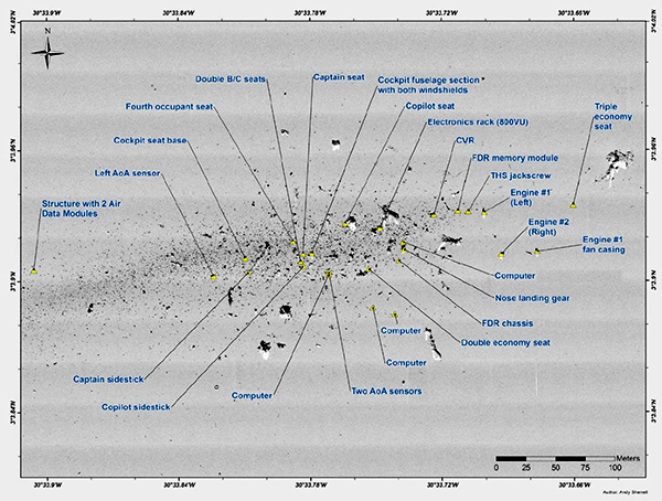 飛機殘骸散落在大西洋底200m×600m范圍中